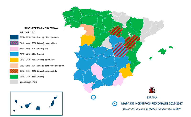 Mapa de Incentivos Regionales 2022-2027